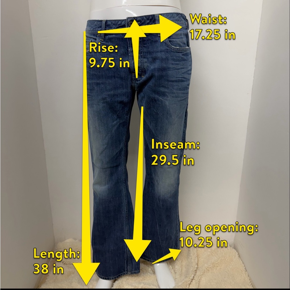 Diesel Vint. Zathan Regular Bootcut Medium Wash Distressed Made in Italy Size 33 - Picture 15 of 15